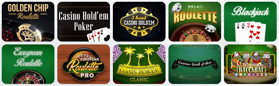 Jeux de table au Spinstar Casino